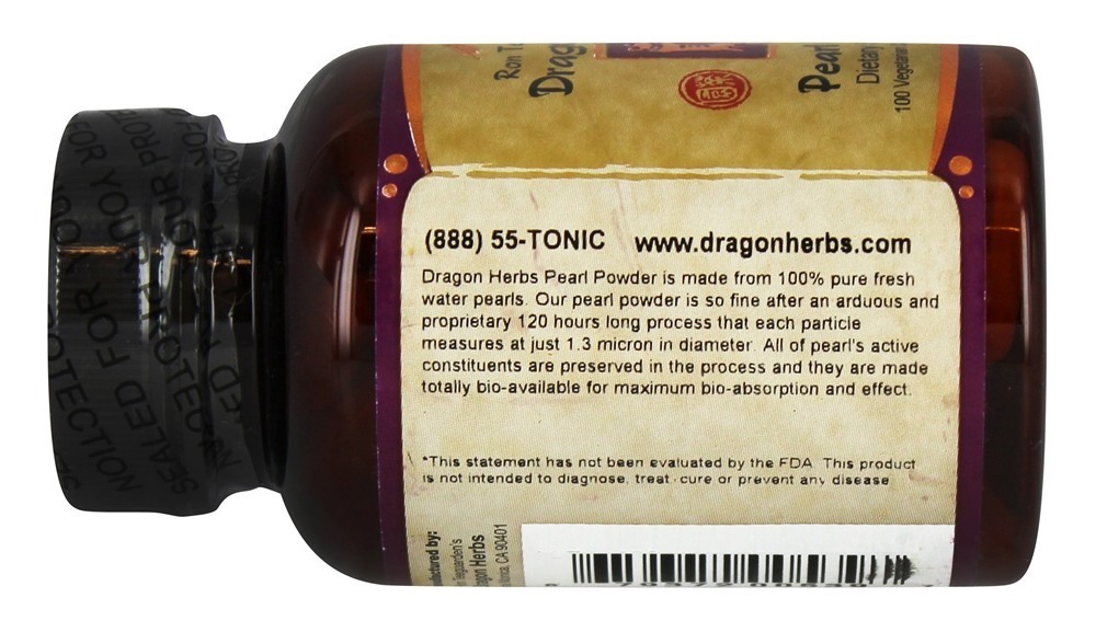 Pearl Powder 500 mg. - Cápsulas vegetarianas 100 Dragon Herbs - Imagem 3