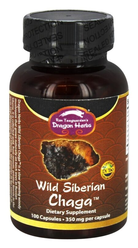 Chaga Siberiano Selvagem 350 mg. - Cápsulas vegetarianas 100 Dragon Herbs