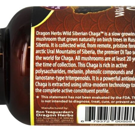 Chaga Siberiano Selvagem 350 mg. - Cápsulas vegetarianas 100 Dragon Herbs - Imagem 3