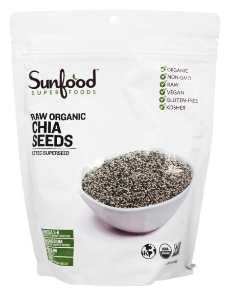 Sementes de Chia Orgânica Raw 454 g. - 1 lb. Sunfood Superfoods