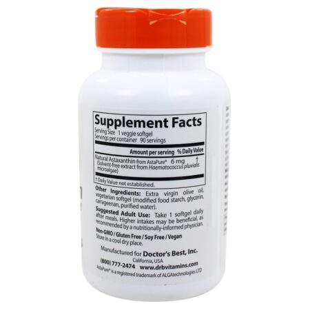 Astaxantina Com AstaPure12 6 mg. - 90 Softgels Doctor's Best - Image 2