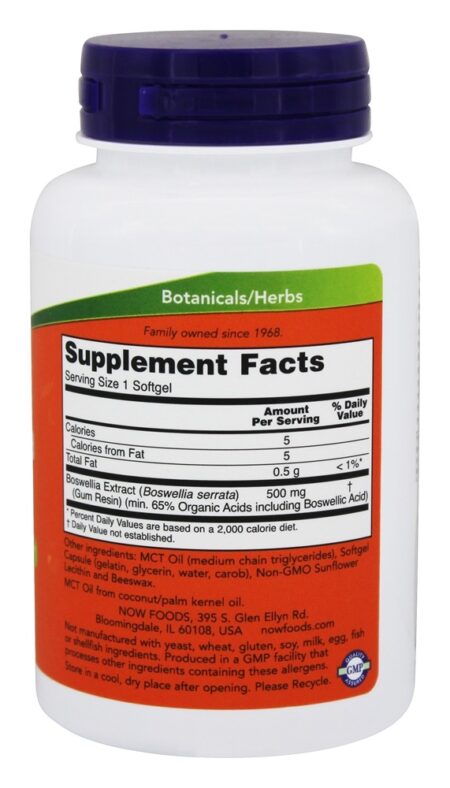 Resposta Imunitária Balanceada de Extrato de Boswellia 500 mg. - 90 Softgels NOW Foods - Image 2