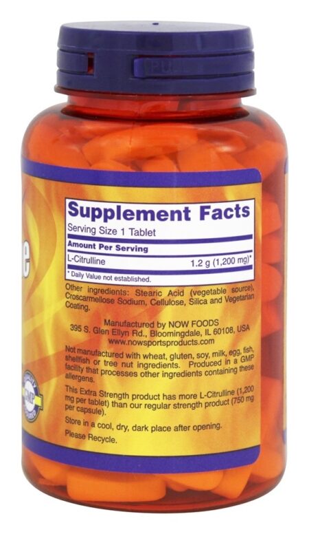 NOW Sports Força Extra de L-Citrulina 1200 mg . - 120 Tablets NOW Foods - Image 2