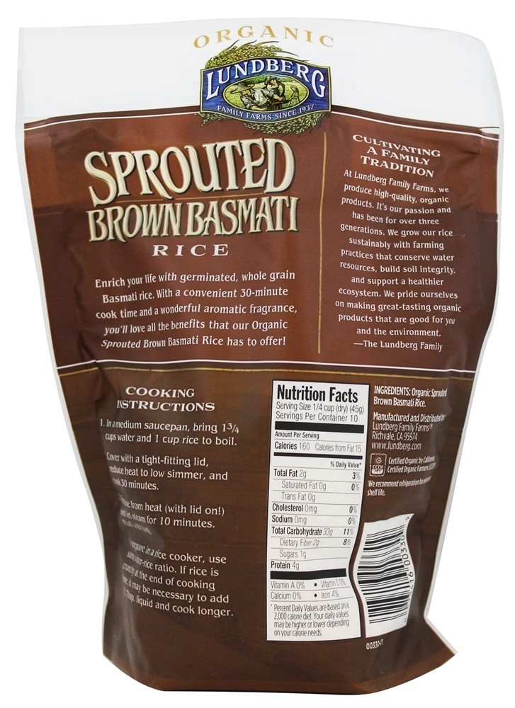 Arroz Basmati Marrom Brotado Orgânico - 16 oz. Lundberg - Imagem 2