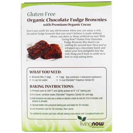 Vivendo agora sem glúten Organic Chocolate Fudge Brownie Mix - 16 oz. NOW Foods - Image 3