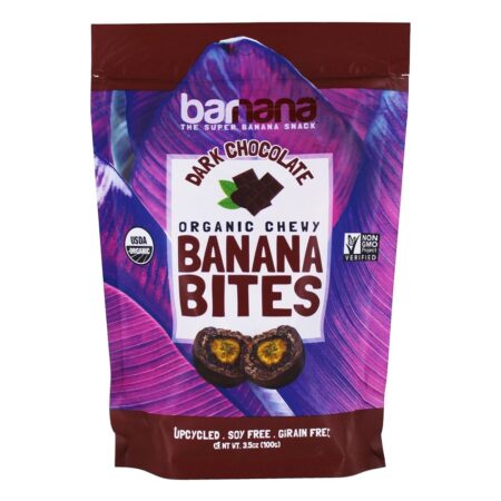 Orgânico Chewy Banana Mordidas Escuro Chocolate - 3.5 oz. Barnana