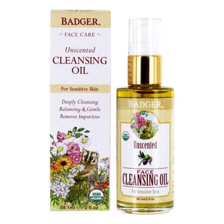 Óleo de limpeza facial sem cheiro – 2 fl. oz. Badger — foto 1