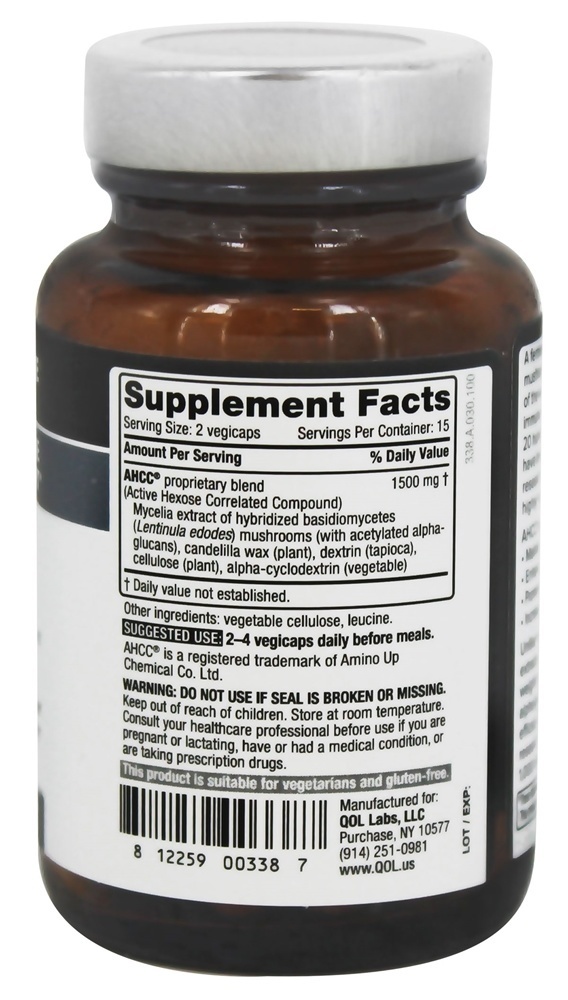 Kinoko Platinum AHCC Para Suporte Imunológico - Cápsulas vegetarianas 30 Quality Of Life Labs - Imagem 2