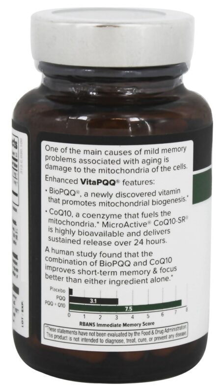 Suporte Cognitivo Aprimorado VitaPQQ - Cápsulas vegetarianas 30 Quality Of Life Labs - Image 3