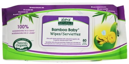 Toalhetes de bebê de bambu - 80 Limpe (s) Aleva Naturals