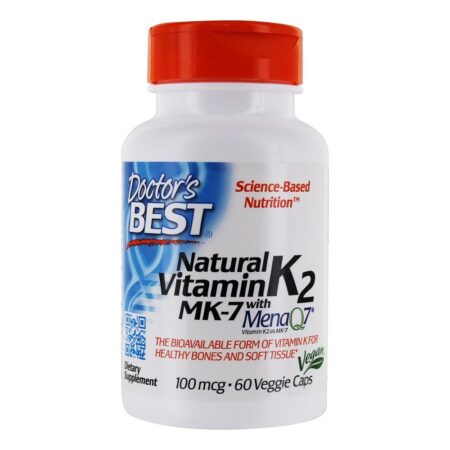 Vitamina K2 Natural MK7 Com MenaQ7 100 mcg. - 60 Tampas veganas Doctor's Best