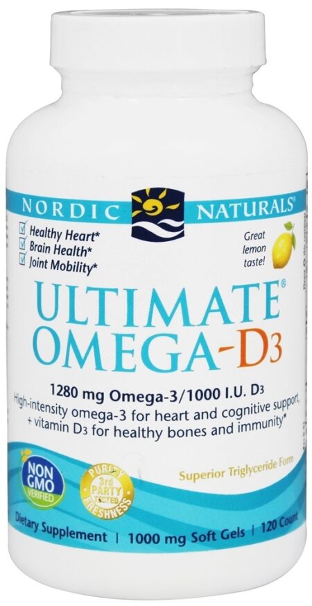 Último Omega - D3 Limão 1000 mg. - 120 Softgels Nordic Naturals