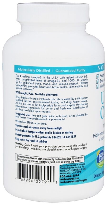 Último Omega - D3 Limão 1000 mg. - 120 Softgels Nordic Naturals - Image 3