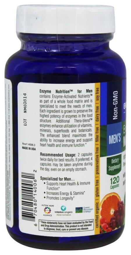 Multi-Vitamina Enzima Nutrição Masculina - Cápsulas vegetarianas 120 Enzymedica - Image 3