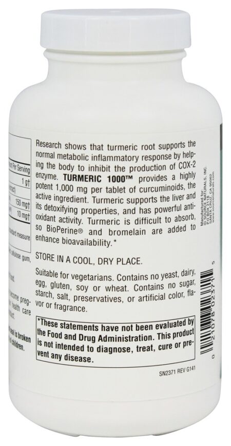 Cúrcuma 1000 mg. - 120 Tablets Source Naturals - Image 3