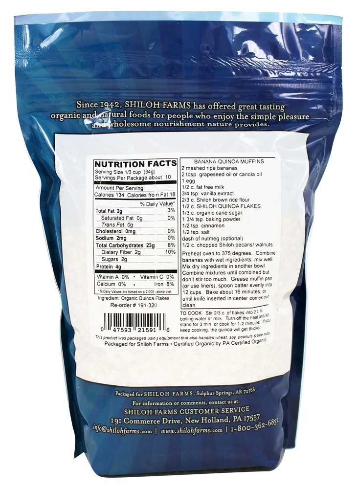 Flocos De Quinoa Orgânicos - 16 oz. Shiloh Farms - Imagem 2