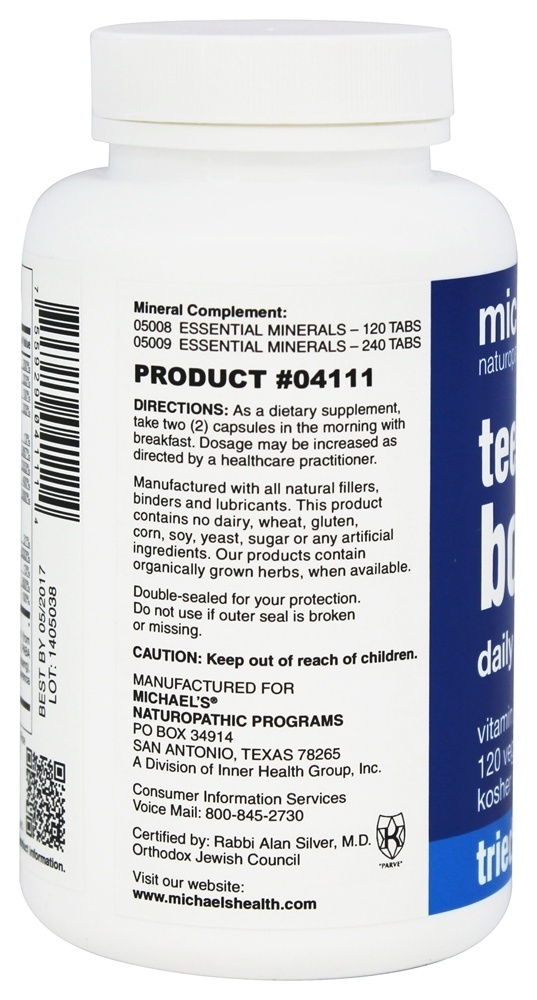 Adolescente Meninos Tampas Diário Múltiplas Vitamina - Cápsulas vegetarianas 120 Michael's Naturopathic Programs - Imagem 3