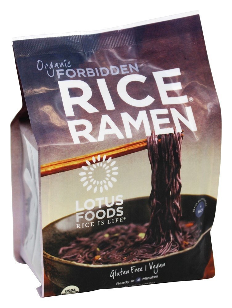 Arroz Orgânico Ramen Macarrão de Arroz Preto 4 Pacote Proibido - 10 oz. Lotus Foods