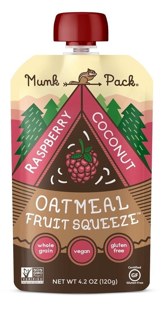 Pronto-para-Comer Aveia Fruto Espremer Bolsa Framboesa Coco - 4.2 oz. Munk Pack