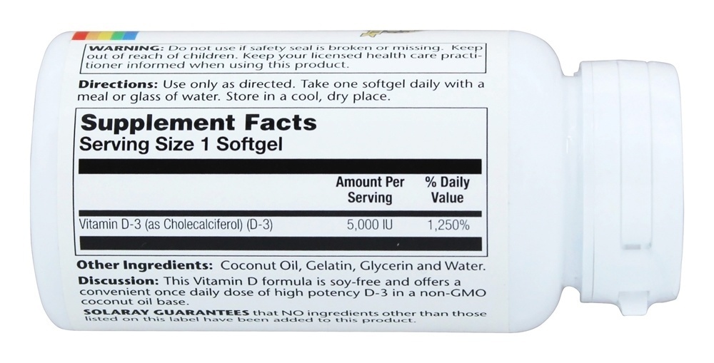 Super Bio D3 5000 IU - 120 Softgels Solaray - Imagem 2