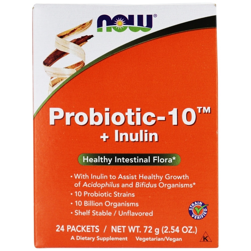 Probiótico-10 + Inulina - 24 Pacotes (s) NOW Foods