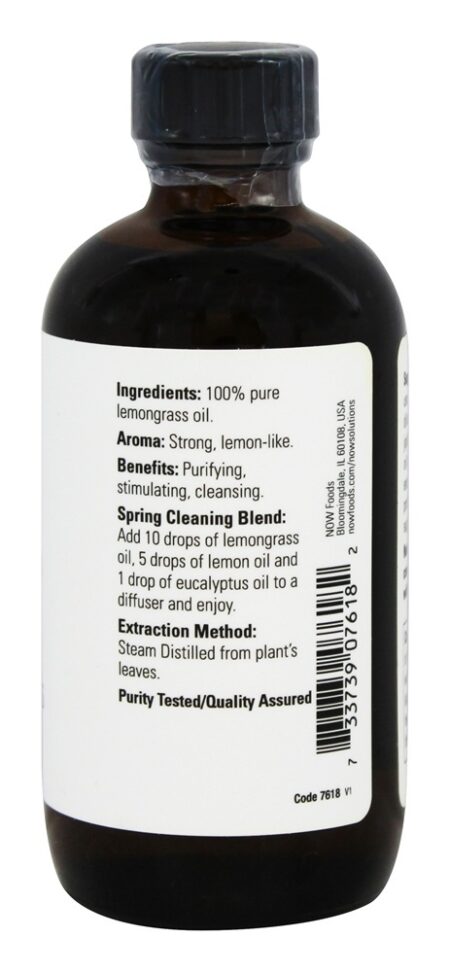 100 % Pure Lemongrass Oil - 4 fl. oz. NOW Foods - Image 2