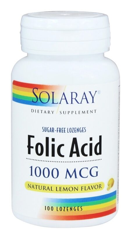 Ácido Fólico Sabor a Limão Natural 1000 mcg. - 100 Pastilhas Solaray