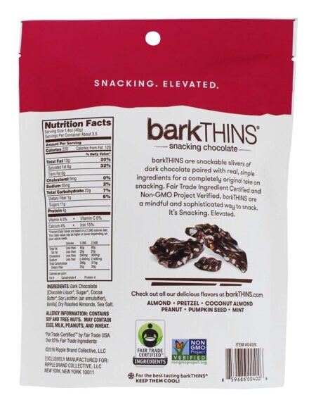 Snacking Chocolates Amêndoa de Chocolate Negro com Sal do Mar - 4.7 oz. barkTHINS - Image 2