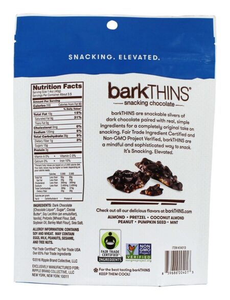 Snacking Chocolates Pretzel de chocolate escuro com sal do mar - 4.7 oz. barkTHINS - Image 2