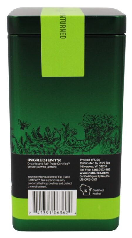 Jasmim Chá Orgânico Solto Folha Verde Chá - 1.94 oz. Rishi Tea - Image 2