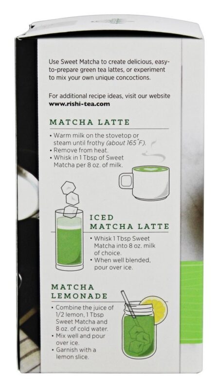 Mistura de latte de chá verde japonês Sweet Matcha - 4.4 oz. Rishi Tea - Image 4