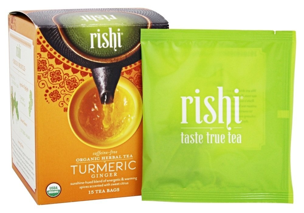 Chá de ervas orgânico Gengibre de cúrcuma sem cafeína - 15 Saquinhos de Chá Rishi Tea