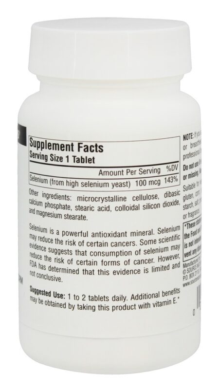 Selênio 100 mcg. - 250 Tablets Source Naturals - Image 2