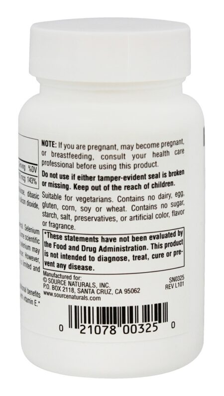 Selênio 100 mcg. - 250 Tablets Source Naturals - Image 3