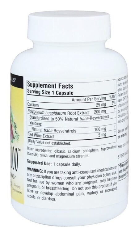 Resveratrol 100 mg. - Cápsulas vegetarianas 120 Source Naturals - Image 2