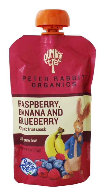 Snack de Frutas Orgânicas 100 % Pure Framboesa, Banana e Mirtilo - 4 oz. Peter Rabbit Organics