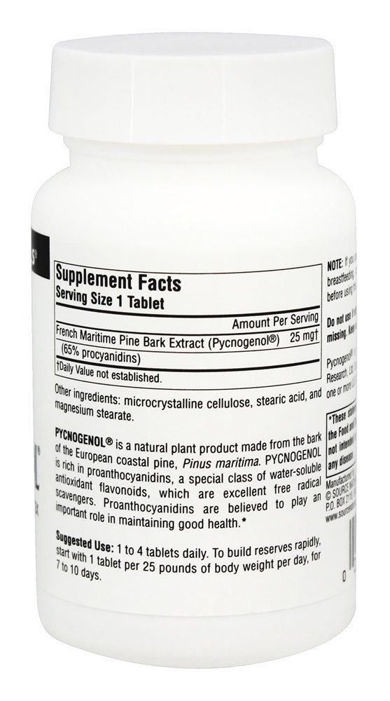 Pycnogenol 25 mg. - 120 Tablets Source Naturals - Imagem 2