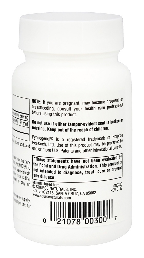 Pycnogenol 25 mg. - 120 Tablets Source Naturals - Imagem 3