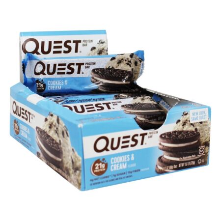 Barra de Proteína da Quest Bares Box Cookies & Cream - 12 Barras Quest Nutrition