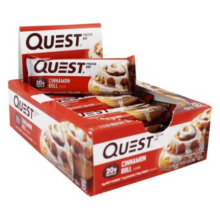 Bar de Proteína da Quest Bar Box Rolo de Canela - 12 Barras Quest Nutrition