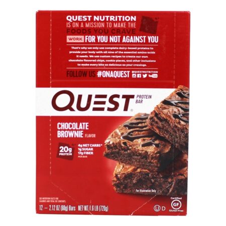 Barra de Proteína da Quest Barras Chocolate Brownie - 12 Barras Quest Nutrition - Image 2