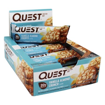 Barra de Proteína da Quest Bar Bars Box Vanilla Almond Crunch - 12 Barras Quest Nutrition