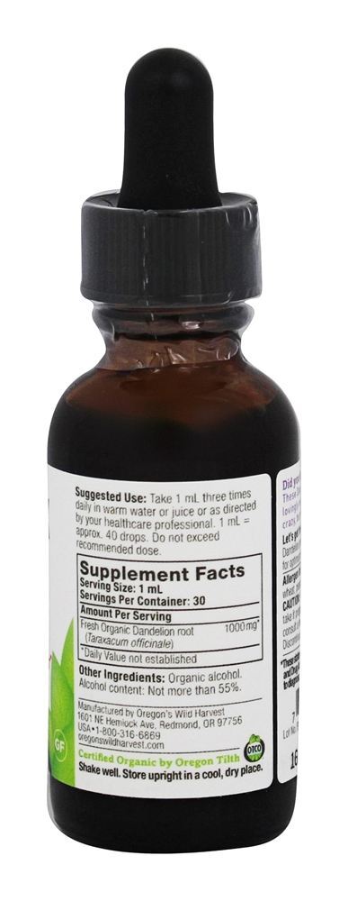 Raiz de dente de leão de extrato orgânico fresco - 1 fl. oz. Oregon's Wild Harvest - Imagem 2