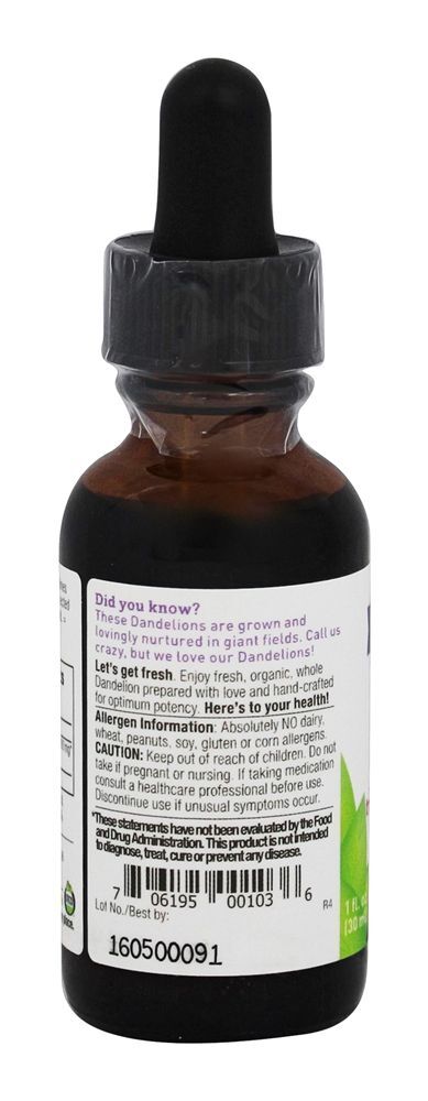 Raiz de dente de leão de extrato orgânico fresco - 1 fl. oz. Oregon's Wild Harvest - Imagem 3