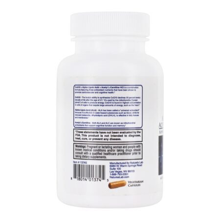 CoQ10 + Alpha Ácido lipóico + acetil L-carnitina HCl - Cápsulas vegetarianas 60 Nature's Lab - Imagem 3
