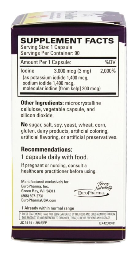 Terry Naturalmente Tri-Iodo 3 mg. - Cápsulas 90 EuroPharma - Image 2