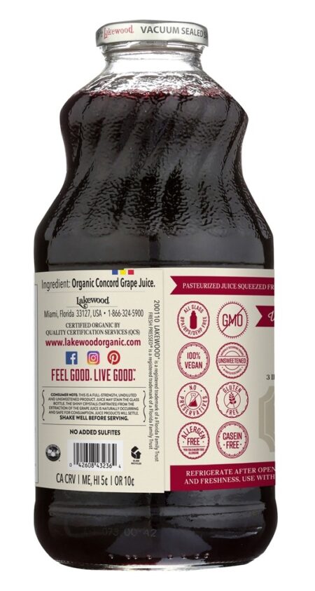 Orgânico Pure Suco de frutas Pure fresco Uva Concord - 32 fl. oz. Lakewood - Image 3