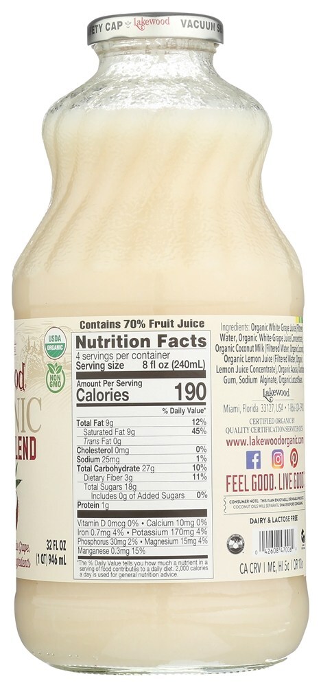 Coco Orgânico Mistura de Suco de Frutas - 32 fl. oz. Lakewood - Imagem 2