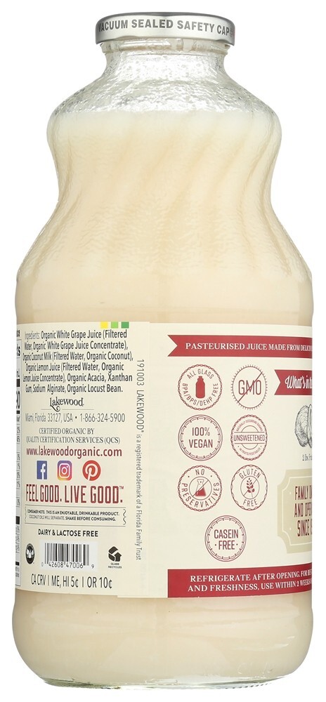 Coco Orgânico Mistura de Suco de Frutas - 32 fl. oz. Lakewood - Imagem 3