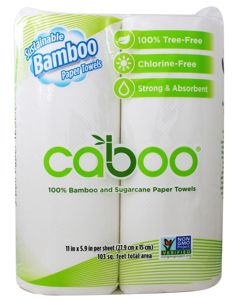 100 % Toalhas de papel de 2 camadas de bambu e cana-de-açúcar - 2 Rolo (s) Caboo